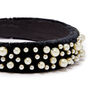 Black velvet pearl bead headband